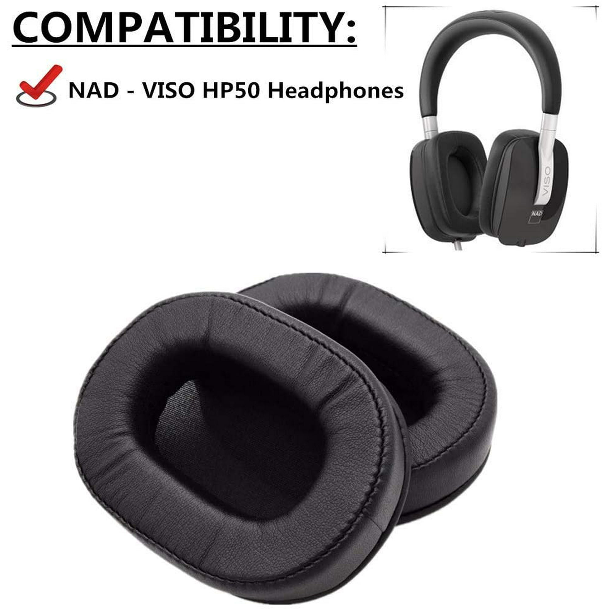 1 Pair of Leather Earpads Cushion Replacement Pillow Ear Cover Pads for NAD VISO HP50 NAD HP50 Repair Parts Headphones Headset 